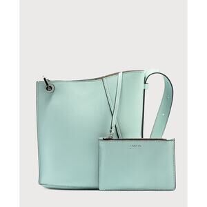 LANVIN PARIS HOOK BAG LIGHT BLUE TIFFANY CALFSKIN LEATHER BAG WITH POUCH $1495